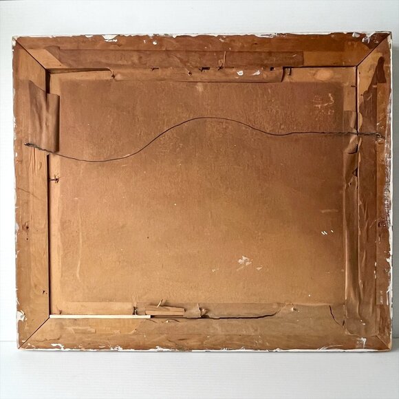 Vintage Original Winter Landscape Oil Painting Snowy Stream Trees Signed Framed - Picture 6 of 7